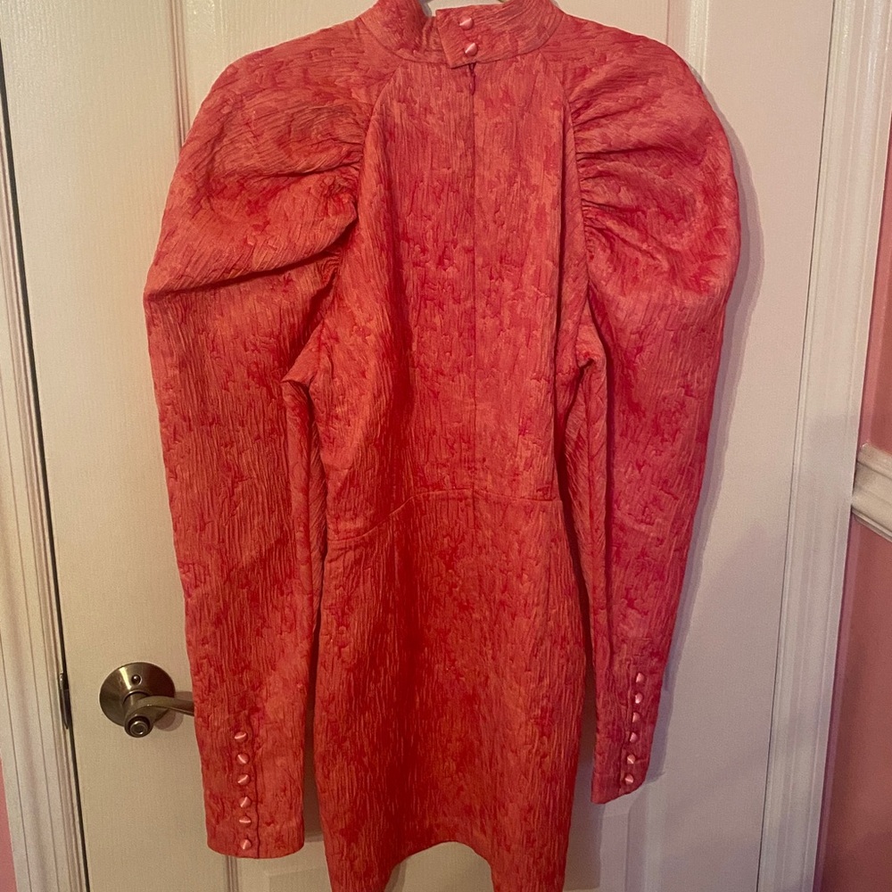 Rotate by Birger Christensen Jacquard Mini Dress Pink Carnation Size 8 - Picture 7 of 7